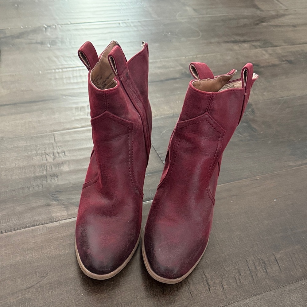 JustFab Deep Red Ankle Booties